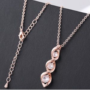 NWT-Ascona Silver/14K Gold/Rose Gold Plated Cubic Zirconia Necklace